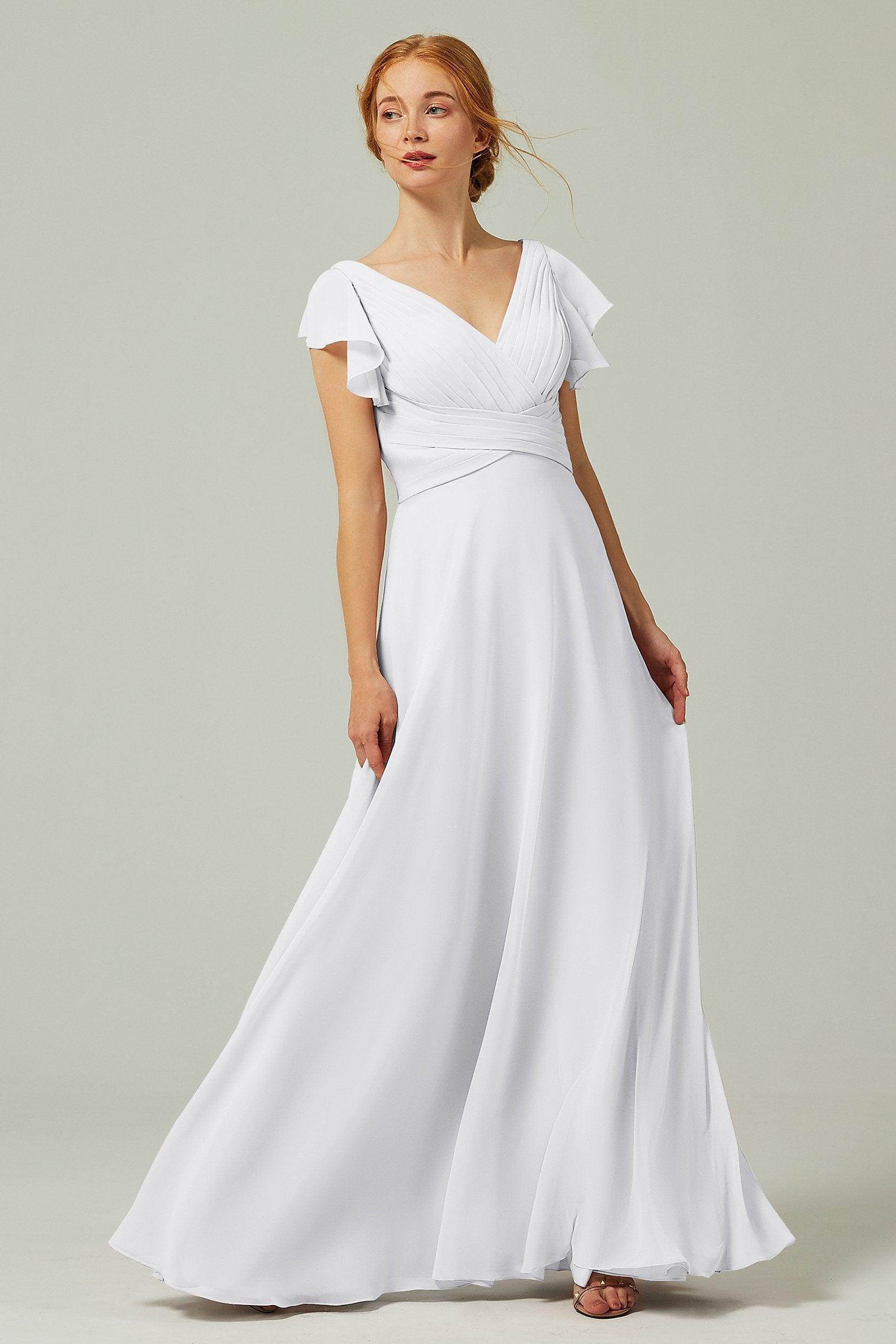 A-Line Floor Length Chiffon Bridesmaid Dress CB0302PS - COCOMELODY